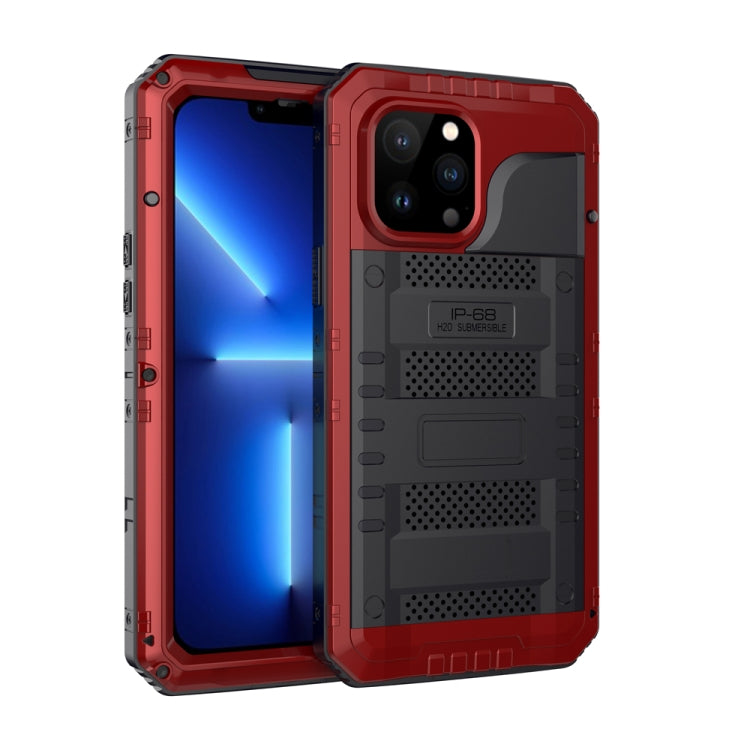 For iPhone 13 Pro Shockproof Waterproof Dustproof Metal + Silicone Phone Case with Screen Protector (Red) - iPhone 13 Pro Cases by buy2fix | Online Shopping UK | buy2fix