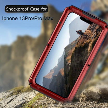 For iPhone 13 Pro Shockproof Waterproof Dustproof Metal + Silicone Phone Case with Screen Protector (Red) - iPhone 13 Pro Cases by buy2fix | Online Shopping UK | buy2fix