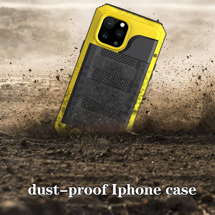 For iPhone 13 Pro Shockproof Waterproof Dustproof Metal + Silicone Phone Case with Screen Protector (Yellow) - iPhone 13 Pro Cases by buy2fix | Online Shopping UK | buy2fix