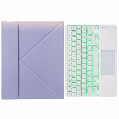 H-097CS Touch Backlight Bluetooth Keyboard Leather Case with Rear Three-fold Holder For iPad 9.7 2018 & 2017(Purple) - Universal by buy2fix | Online Shopping UK | buy2fix