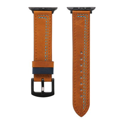 Sewing Matte Leather Watch Band for Apple Watch Series 9&8&7 41mm / SE 3&SE 2&6&SE&5&4 40mm / 3&2&1 38mm(Brown) by buy2fix