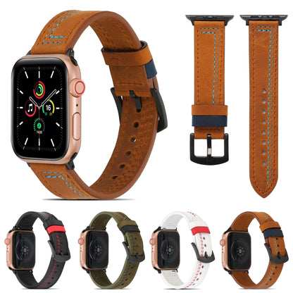 Sewing Matte Leather Watch Band for Apple Watch Series 9&8&7 41mm / SE 3&SE 2&6&SE&5&4 40mm / 3&2&1 38mm(Brown) by buy2fix
