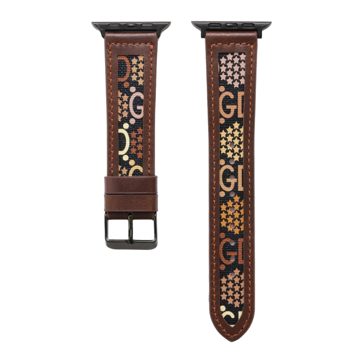 Genuine Leather + GD Knitting Watch Band for Apple Watch Series 9&8&7 41mm / SE 3&SE 2&6&SE&5&4 40mm / 3&2&1 38mm(Brown) by buy2fix