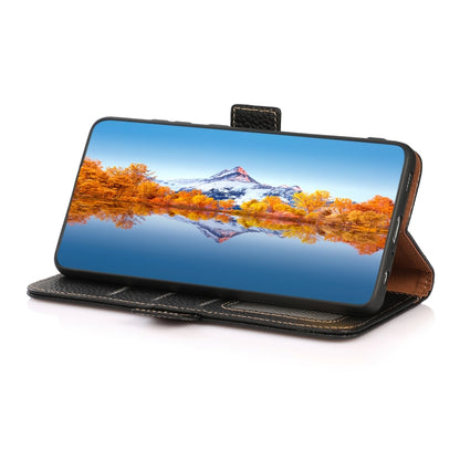 For Samsung Galaxy A32 5G KHAZNEH Side-Magnetic Litchi Genuine Leather RFID Phone Case(Black) - Galaxy Phone Cases by buy2fix | Online Shopping UK | buy2fix