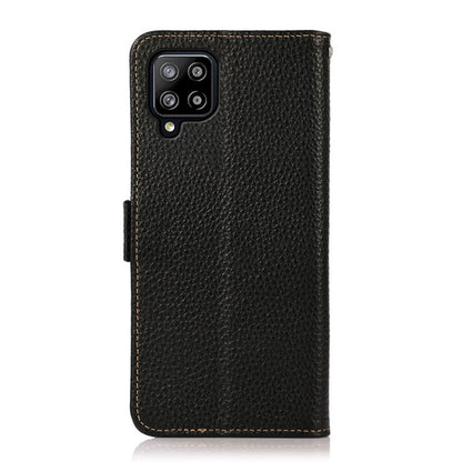 For Samsung Galaxy A42 5G KHAZNEH Side-Magnetic Litchi Genuine Leather RFID Phone Case(Black) - Galaxy Phone Cases by buy2fix | Online Shopping UK | buy2fix