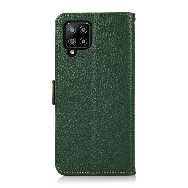 For Samsung Galaxy A42 5G KHAZNEH Side-Magnetic Litchi Genuine Leather RFID Phone Case(Green) - Galaxy Phone Cases by buy2fix | Online Shopping UK | buy2fix
