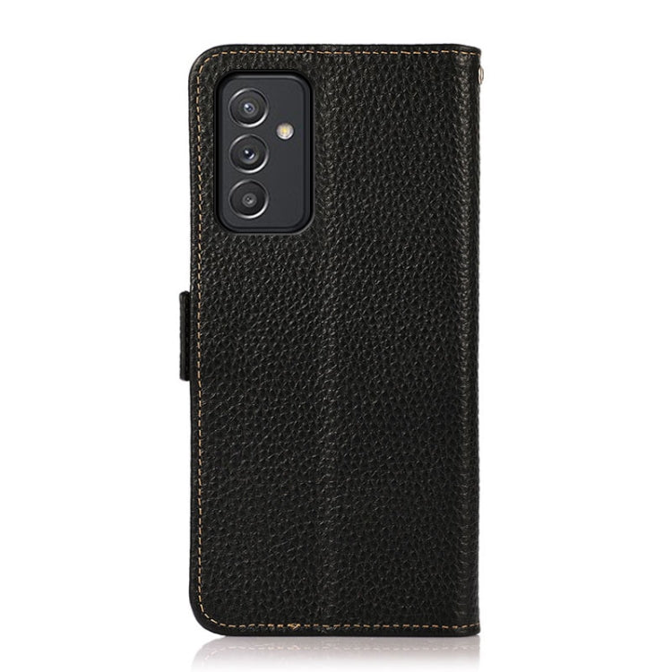 For Samsung Galaxy A82 5G KHAZNEH Side-Magnetic Litchi Genuine Leather RFID Phone Case(Black) - Galaxy Phone Cases by buy2fix | Online Shopping UK | buy2fix