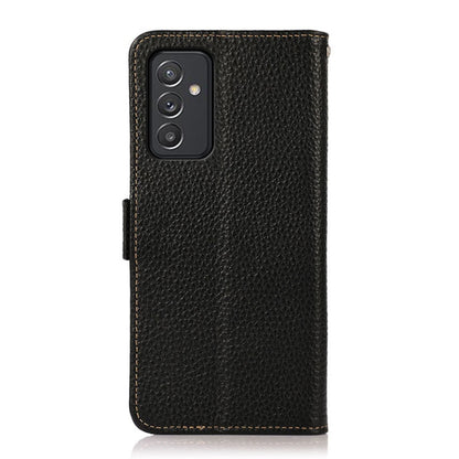 For Samsung Galaxy A82 5G KHAZNEH Side-Magnetic Litchi Genuine Leather RFID Phone Case(Black) - Galaxy Phone Cases by buy2fix | Online Shopping UK | buy2fix