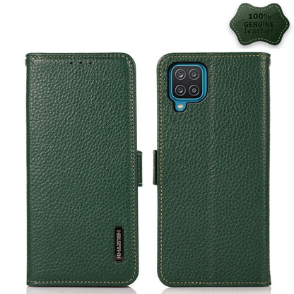For Samsung Galaxy F62 / M62 KHAZNEH Side-Magnetic Litchi Genuine Leather RFID Phone Case(Green) - Galaxy Phone Cases by buy2fix | Online Shopping UK | buy2fix