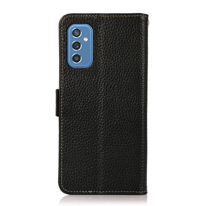 For Samsung Galaxy M52 5G KHAZNEH Side-Magnetic Litchi Genuine Leather RFID Phone Case(Black) - Galaxy Phone Cases by buy2fix | Online Shopping UK | buy2fix