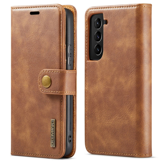 For Samsung Galaxy S22+ 5G DG.MING Crazy Horse Texture Detachable Magnetic Leather Phone Case(Brown)