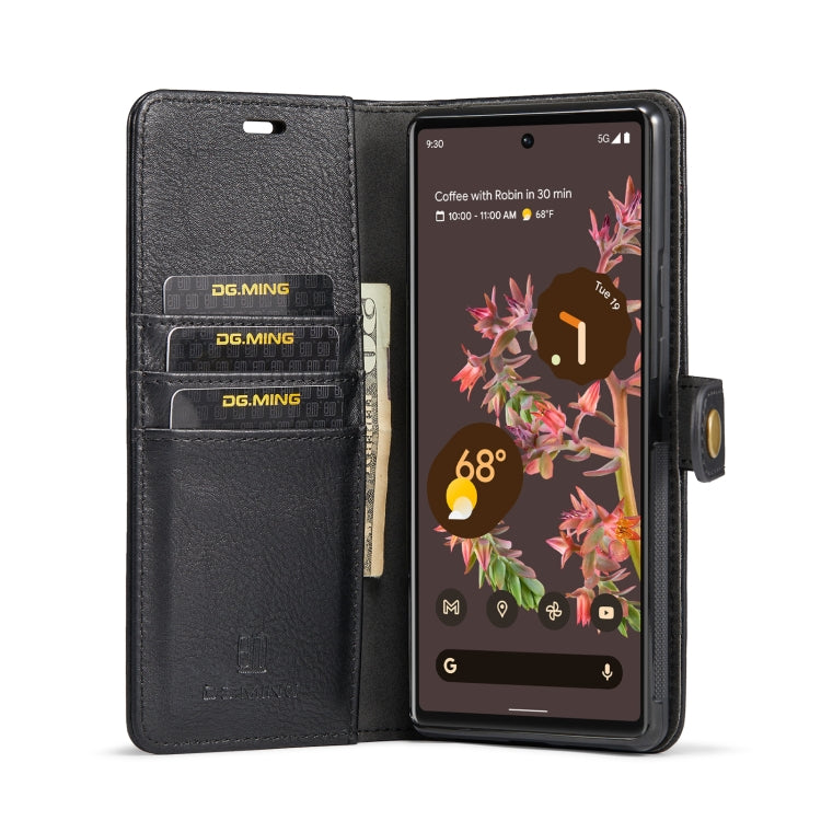 For Google Pixel 6 DG.MING Crazy Horse Texture Detachable Magnetic Leather Phone Case(Black) - Google Cases by DG.MING | Online Shopping UK | buy2fix