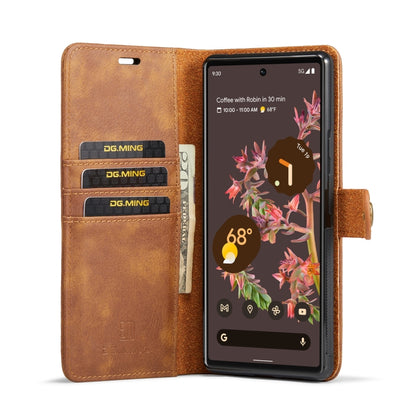 For Google Pixel 6 DG.MING Crazy Horse Texture Detachable Magnetic Leather Phone Case(Brown) - Google Cases by DG.MING | Online Shopping UK | buy2fix