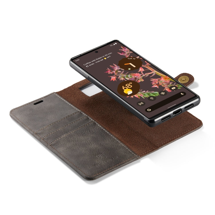 For Google Pixel 6 DG.MING Crazy Horse Texture Detachable Magnetic Leather Phone Case(Grey) - Google Cases by DG.MING | Online Shopping UK | buy2fix