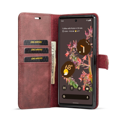 For Google Pixel 6 DG.MING Crazy Horse Texture Detachable Magnetic Leather Phone Case(Red) - Google Cases by DG.MING | Online Shopping UK | buy2fix