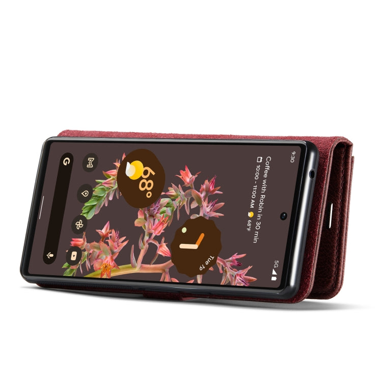 For Google Pixel 6 DG.MING Crazy Horse Texture Detachable Magnetic Leather Phone Case(Red) - Google Cases by DG.MING | Online Shopping UK | buy2fix