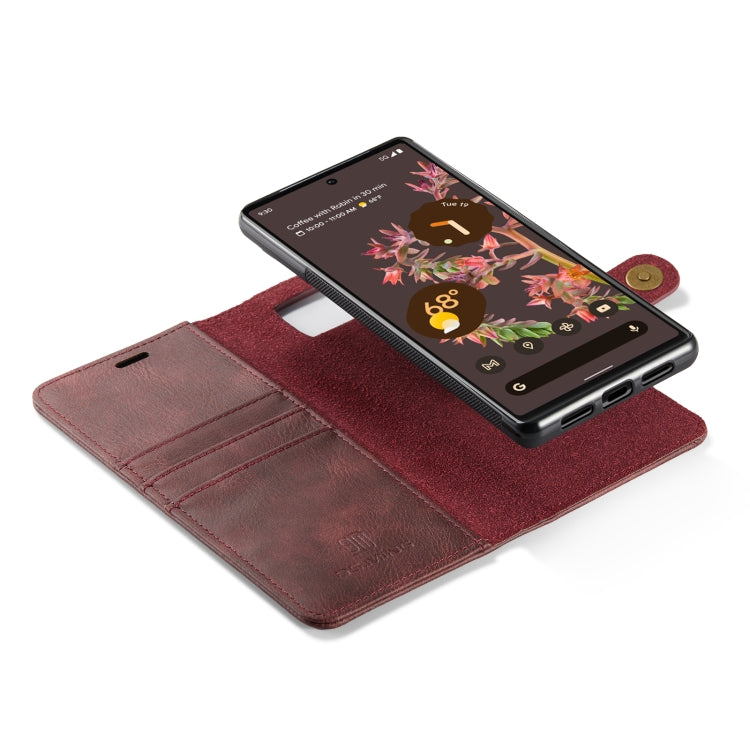 For Google Pixel 6 DG.MING Crazy Horse Texture Detachable Magnetic Leather Phone Case(Red) - Google Cases by DG.MING | Online Shopping UK | buy2fix