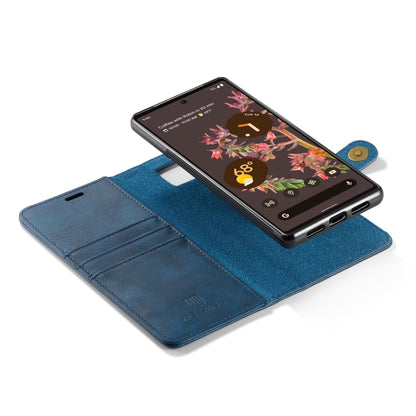 For Google Pixel 6 DG.MING Crazy Horse Texture Detachable Magnetic Leather Phone Case(Blue) - Google Cases by DG.MING | Online Shopping UK | buy2fix
