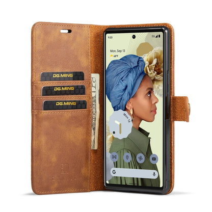 For Google Pixel 6 Pro DG.MING Crazy Horse Texture Detachable Magnetic Leather Phone Case(Brown) - Google Cases by DG.MING | Online Shopping UK | buy2fix