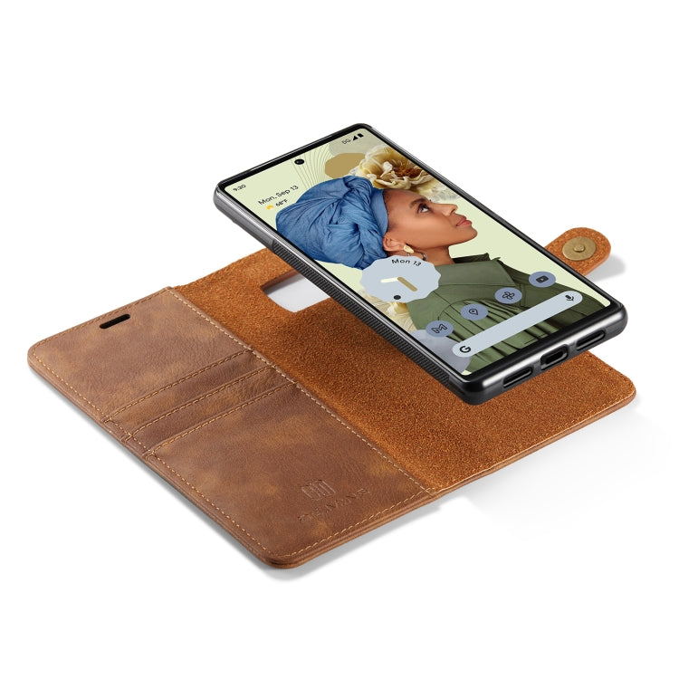 For Google Pixel 6 Pro DG.MING Crazy Horse Texture Detachable Magnetic Leather Phone Case(Brown) - Google Cases by DG.MING | Online Shopping UK | buy2fix