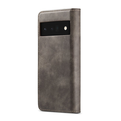 For Google Pixel 6 Pro DG.MING Crazy Horse Texture Detachable Magnetic Leather Phone Case(Grey) - Google Cases by DG.MING | Online Shopping UK | buy2fix