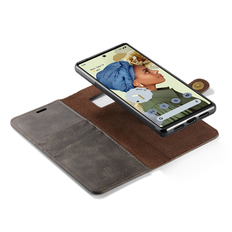 For Google Pixel 6 Pro DG.MING Crazy Horse Texture Detachable Magnetic Leather Phone Case(Grey) - Google Cases by DG.MING | Online Shopping UK | buy2fix
