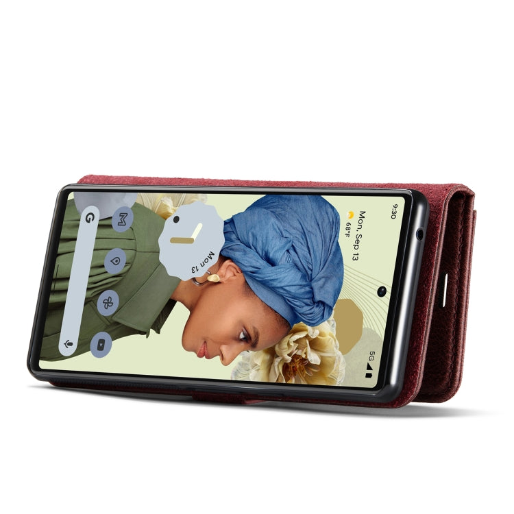 For Google Pixel 6 Pro DG.MING Crazy Horse Texture Detachable Magnetic Leather Phone Case(Red) - Google Cases by DG.MING | Online Shopping UK | buy2fix