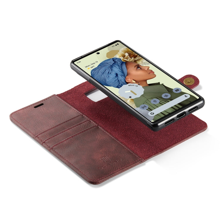 For Google Pixel 6 Pro DG.MING Crazy Horse Texture Detachable Magnetic Leather Phone Case(Red) - Google Cases by DG.MING | Online Shopping UK | buy2fix