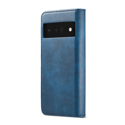 For Google Pixel 6 Pro DG.MING Crazy Horse Texture Detachable Magnetic Leather Phone Case(Blue) - Google Cases by DG.MING | Online Shopping UK | buy2fix