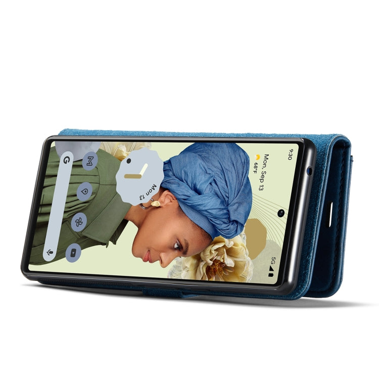 For Google Pixel 6 Pro DG.MING Crazy Horse Texture Detachable Magnetic Leather Phone Case(Blue) - Google Cases by DG.MING | Online Shopping UK | buy2fix