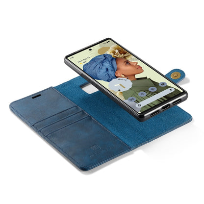 For Google Pixel 6 Pro DG.MING Crazy Horse Texture Detachable Magnetic Leather Phone Case(Blue) - Google Cases by DG.MING | Online Shopping UK | buy2fix