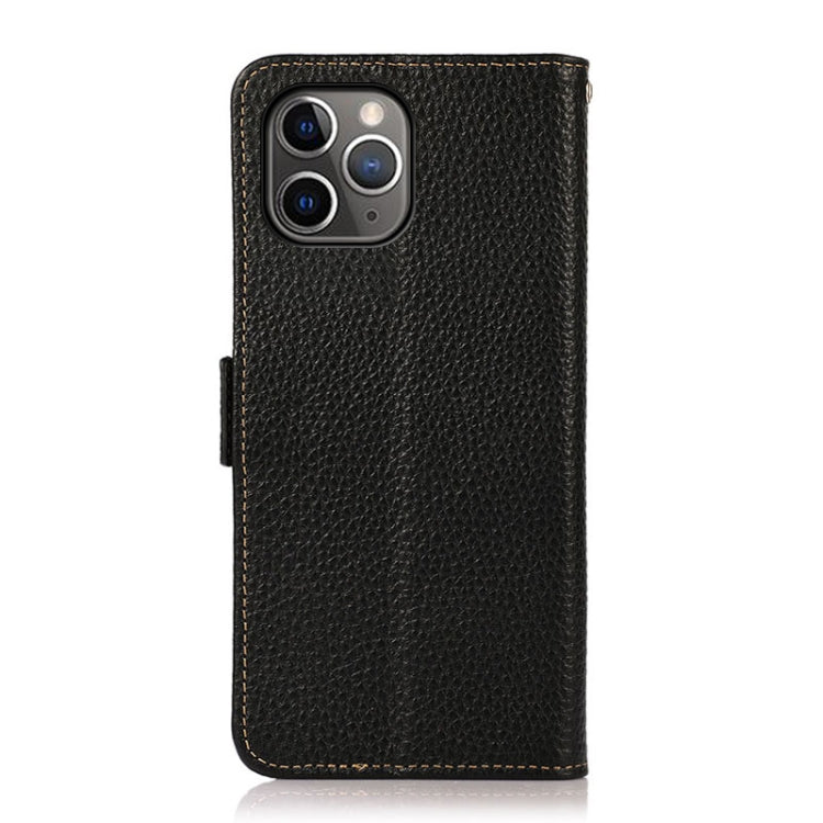 For iPhone 11 Pro KHAZNEH Side-Magnetic Litchi Genuine Leather RFID Case (Black) - iPhone 11 Pro Cases by buy2fix | Online Shopping UK | buy2fix
