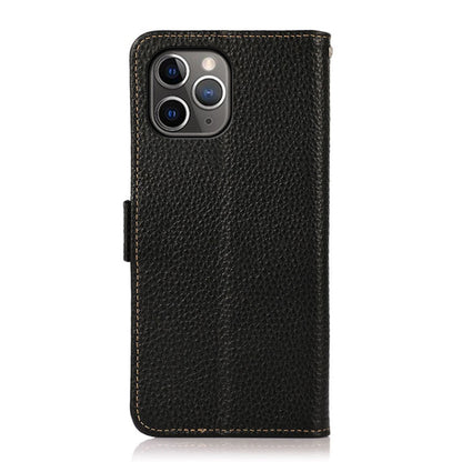 For iPhone 11 Pro Max KHAZNEH Side-Magnetic Litchi Genuine Leather RFID Case (Black) - iPhone 11 Pro Max Cases by buy2fix | Online Shopping UK | buy2fix