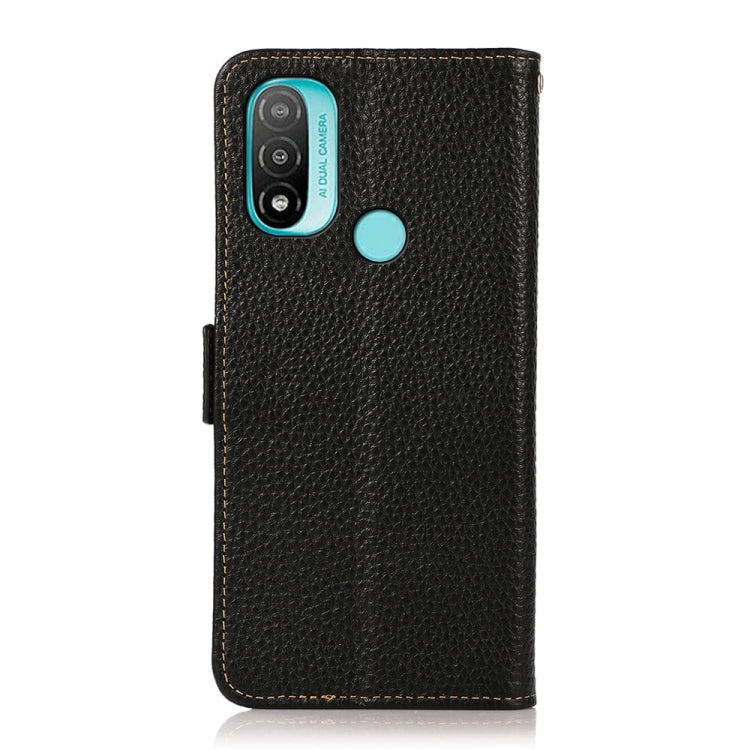 For Motorola Moto E20 / E40 KHAZNEH Side-Magnetic Litchi Genuine Leather RFID Case(Black) - Motorola Cases by buy2fix | Online Shopping UK | buy2fix