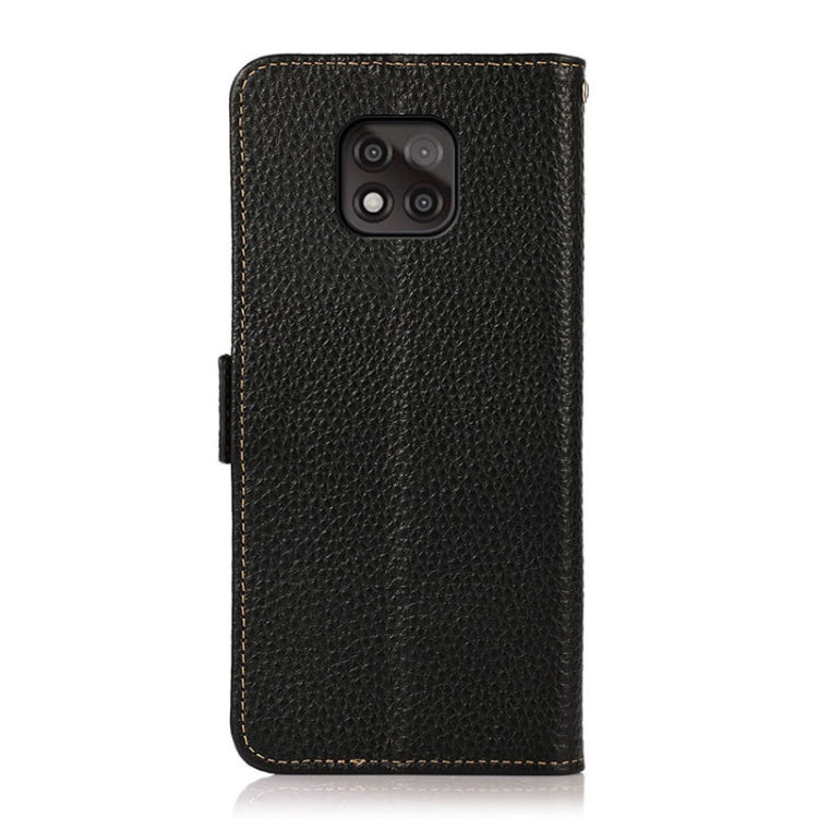 For Motorola Moto G Power 2021 KHAZNEH Side-Magnetic Litchi Genuine Leather RFID Case(Black) - Motorola Cases by buy2fix | Online Shopping UK | buy2fix