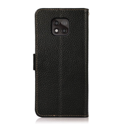 For Motorola Moto G Power 2021 KHAZNEH Side-Magnetic Litchi Genuine Leather RFID Case(Black) - Motorola Cases by buy2fix | Online Shopping UK | buy2fix