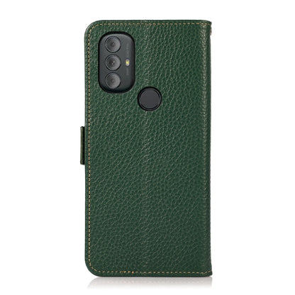 For Motorola Moto G Power 2022 KHAZNEH Side-Magnetic Litchi Genuine Leather RFID Case(Green) - Motorola Cases by buy2fix | Online Shopping UK | buy2fix