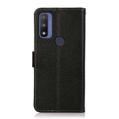 For Motorola G Pure KHAZNEH Side-Magnetic Litchi Genuine Leather RFID Case(Black) - Motorola Cases by buy2fix | Online Shopping UK | buy2fix