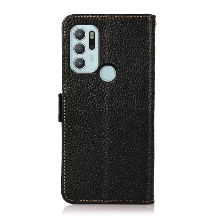 For Motorola Moto G60S KHAZNEH Side-Magnetic Litchi Genuine Leather RFID Case(Black) - Motorola Cases by buy2fix | Online Shopping UK | buy2fix