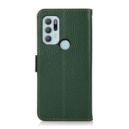 For Motorola Moto G60S KHAZNEH Side-Magnetic Litchi Genuine Leather RFID Case(Green) - Motorola Cases by buy2fix | Online Shopping UK | buy2fix