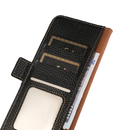 For OnePlus Nord CE 5G KHAZNEH Side-Magnetic Litchi Genuine Leather RFID Phone Case(Black) - OnePlus Cases by buy2fix | Online Shopping UK | buy2fix