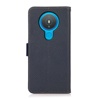 For Nokia 1.4 KHAZNEH Side-Magnetic Litchi Genuine Leather RFID Phone Case(Blue) - Nokia Cases by buy2fix | Online Shopping UK | buy2fix