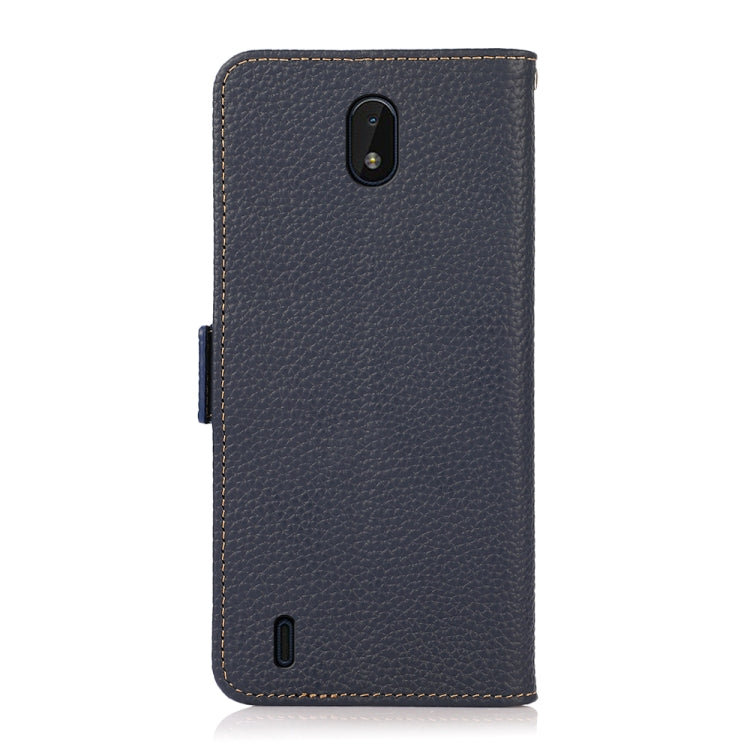 For Nokia C01 Core / C01 Plus KHAZNEH Side-Magnetic Litchi Genuine Leather RFID Phone Case(Blue) - Nokia Cases by buy2fix | Online Shopping UK | buy2fix