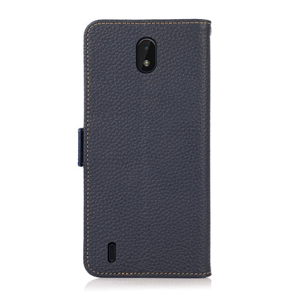 For Nokia C01 Core / C01 Plus KHAZNEH Side-Magnetic Litchi Genuine Leather RFID Phone Case(Blue) - Nokia Cases by buy2fix | Online Shopping UK | buy2fix