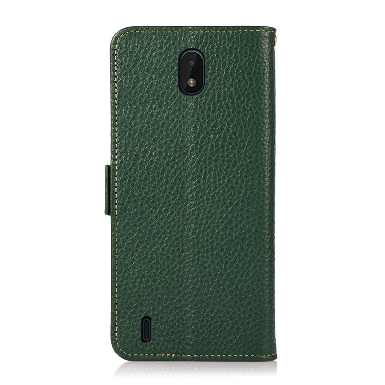 For Nokia C01 Core / C01 Plus KHAZNEH Side-Magnetic Litchi Genuine Leather RFID Phone Case(Green) - Nokia Cases by buy2fix | Online Shopping UK | buy2fix