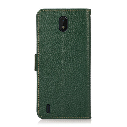 For Nokia C01 Core / C01 Plus KHAZNEH Side-Magnetic Litchi Genuine Leather RFID Phone Case(Green) - Nokia Cases by buy2fix | Online Shopping UK | buy2fix
