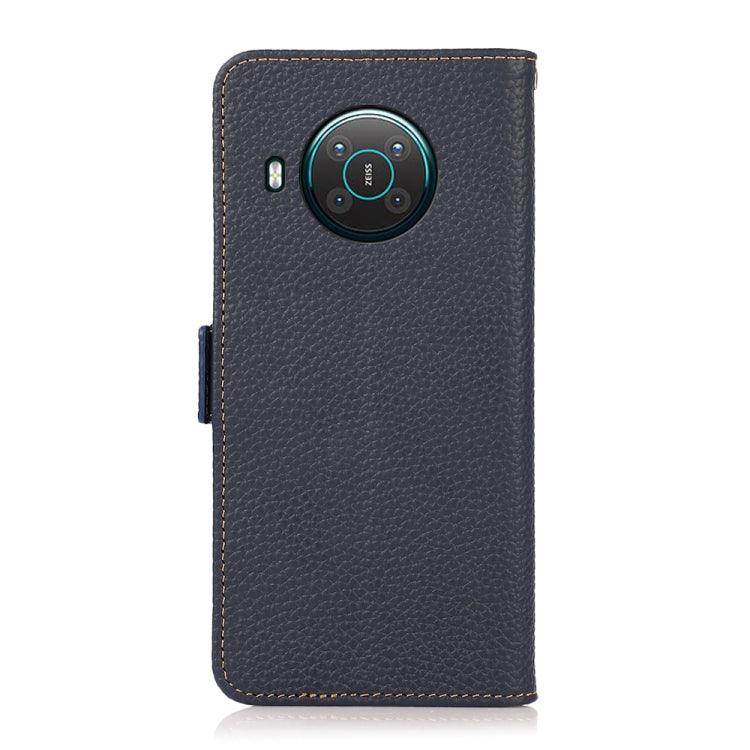 For Nokia X10 / X20 KHAZNEH Side-Magnetic Litchi Genuine Leather RFID Phone Case(Blue) - Nokia Cases by buy2fix | Online Shopping UK | buy2fix