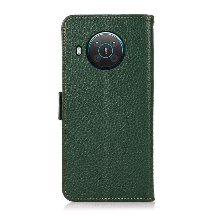 For Nokia X10 / X20 KHAZNEH Side-Magnetic Litchi Genuine Leather RFID Phone Case(Green) - Nokia Cases by buy2fix | Online Shopping UK | buy2fix
