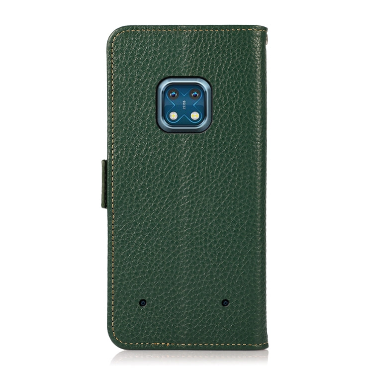 For Nokia XR20 KHAZNEH Side-Magnetic Litchi Genuine Leather RFID Phone Case(Green) - Nokia Cases by buy2fix | Online Shopping UK | buy2fix