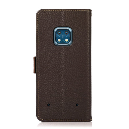 For Nokia XR20 KHAZNEH Side-Magnetic Litchi Genuine Leather RFID Phone Case(Brown) - Nokia Cases by buy2fix | Online Shopping UK | buy2fix